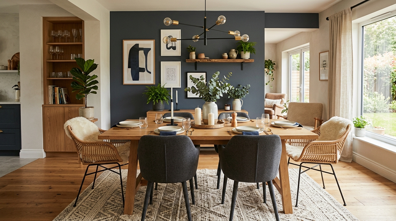 Sala de jantar moderna e aconchegante